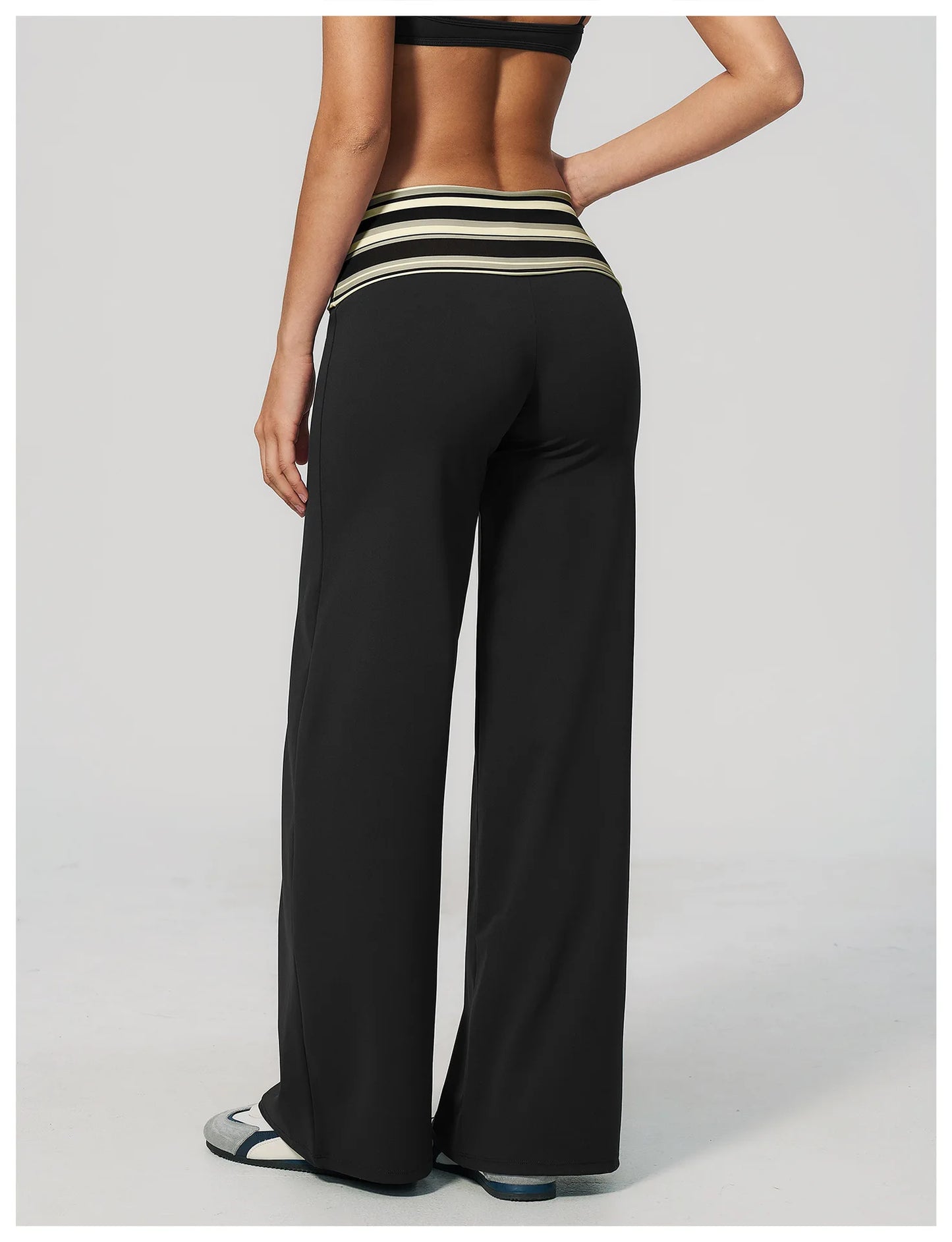 Custom LOGO women's sports trousers retro splicing polka dots folded waist fitness hip lift abdomen yoga trousers