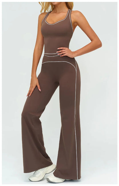 TRY TO BN Women's Tracksuit Yoga Sets Sports Vest Contrasting Color High Waisted Leggings Fitness Two Pieces Running Gym Clothes