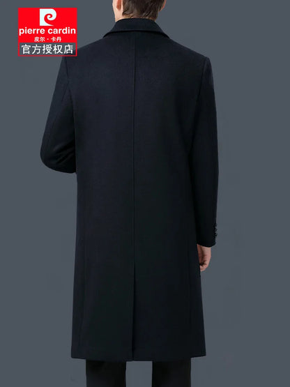 100% Cashmere Jacket Men Casual Business Men's Winter Coats Polo Collar Single Breasted Windbreaker Coat Casaco Masculino