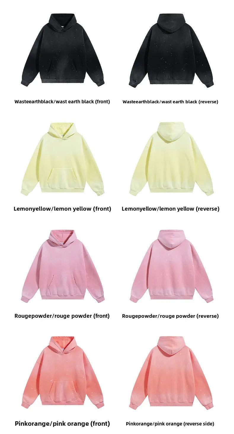 Custom LOGO autumn winter men's women's new white spray dyeing washing water 360G velvet cotton polyester sweatshirt sweatpants