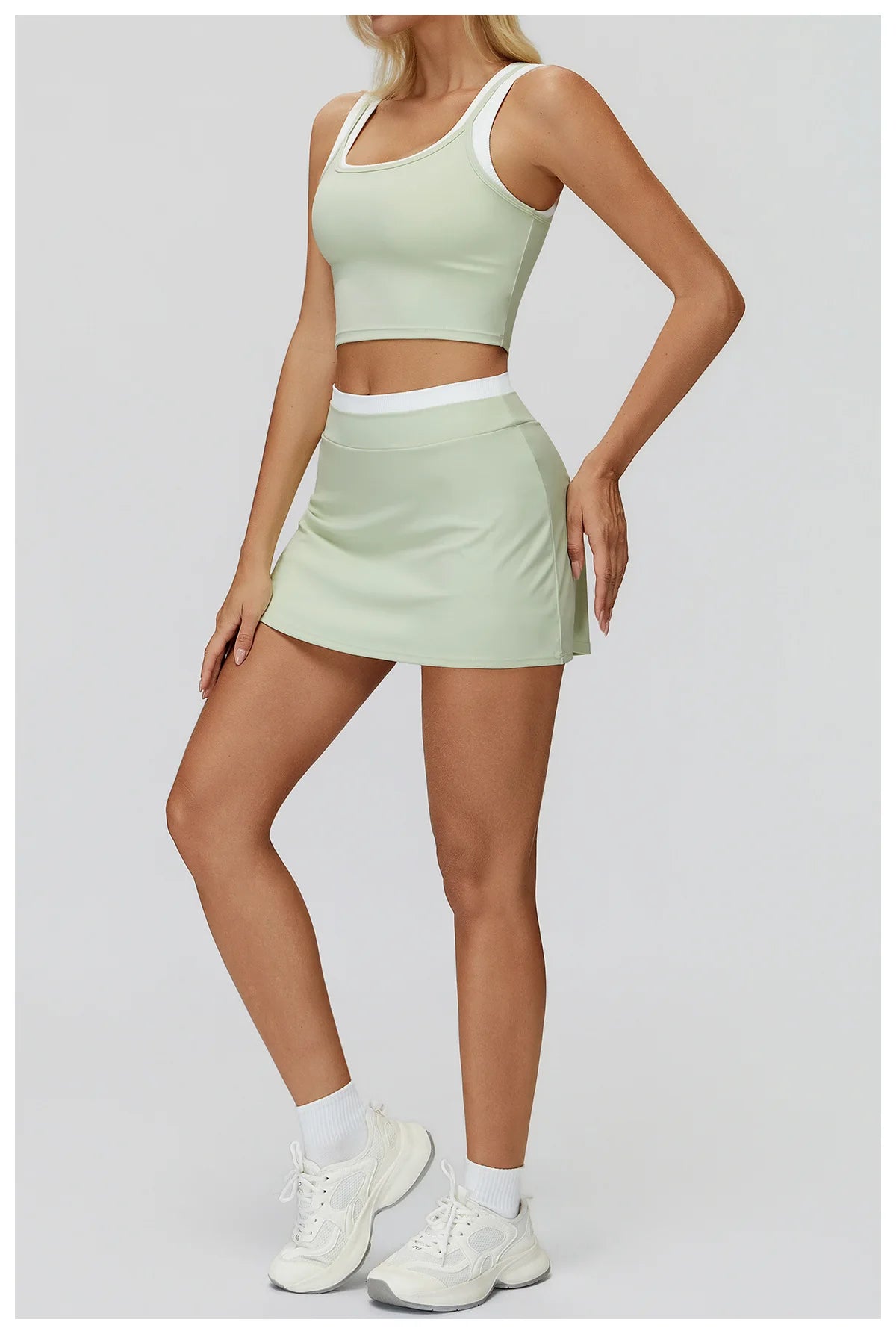 SWELTERING High Waist Pocket Skirt Fake Two Yoga Skirt Solid Color Sports Skirt Running Quick Drying Fitness Tennis Skirt
