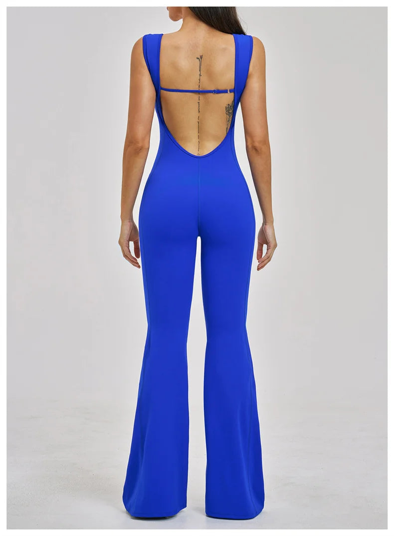 TRY TO BN Women Yoga Jumpsuit Beautiful Back High Strength Fitness Workout Bodysuit One Piece Sportswear Flare Pants Gym Clothes