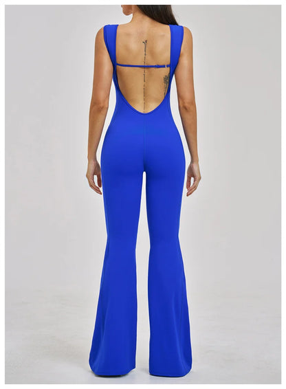 TRY TO BN Women Yoga Jumpsuit Beautiful Back High Strength Fitness Workout Bodysuit One Piece Sportswear Flare Pants Gym Clothes