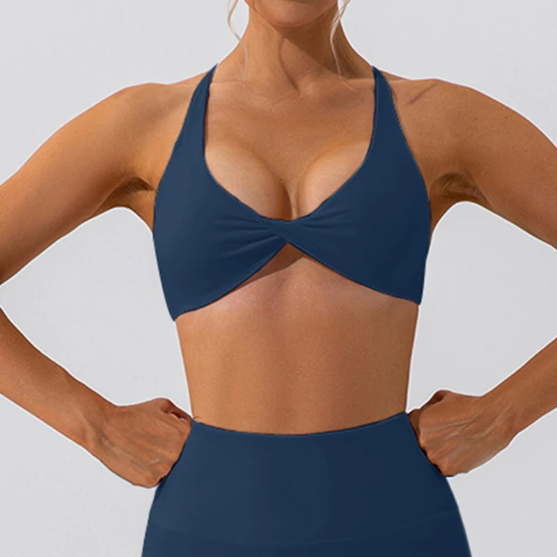 Summer Sexy Gym Top Women Crease Sports Bra Running Back Cross Yoga Bra Breathable Sports Underwear Women Fitness Workout Top
