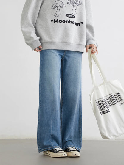CHIC VEN Women Jeans Blue Loose Casual Solid New Retro Cotton Wide Leg Denim Pants Female Trousers Spring Autumn 2025