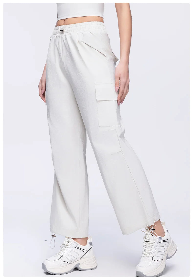 New Summer Outdoor Sports Women High Waisted Pants Straight Leg Casual Pants Gym Slimming Sweatpants Outdoor Sports RunningPants