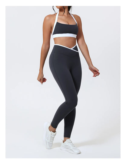 Ctenkevet Women's Color Clash Crop Top Quick-Dry Gym Bra Female Sleeveless Backless Sports Underwear for Outdoor Running CropTop