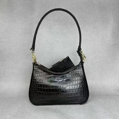 Authentic crocodile leather women's armpit bag genuine crocodile leather women's handbag fashion shoulder bag wallet
