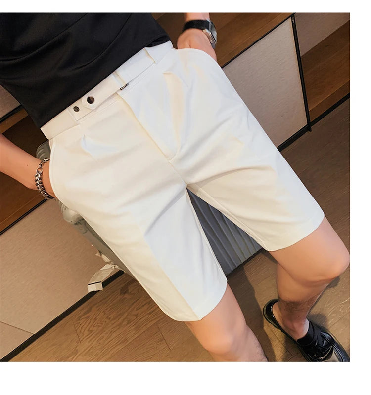 4 Color Summer British Style Suit Shorts 2023 Men Naples Business Casual Slim Fit Short Pant Fashion Slim Fit Solid Color Pants