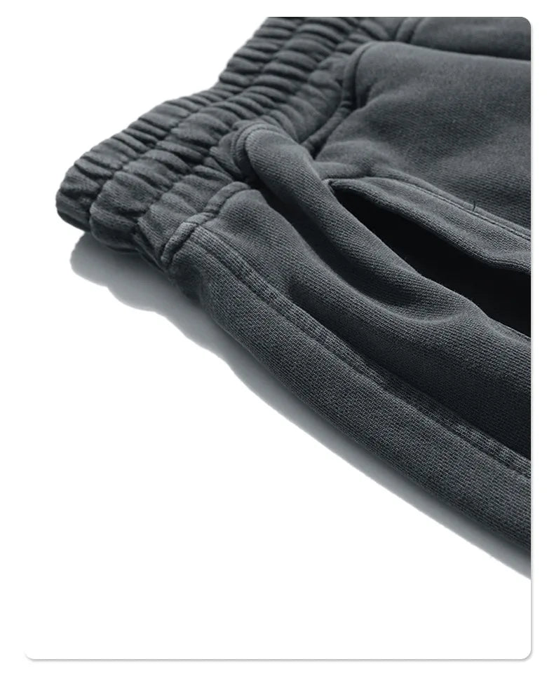Customized LOGO Men's Heavy 100% Cotton High Street Wind Wash Old Loose Cut Couple Retro Shorts