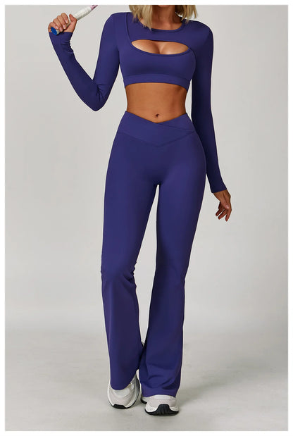 Women Yoga Shirts Crop Top Long Sleeves Sexy Hollow Out Shirts for Women Yoga Sports Fitness Gym Clothes Push Up Workout Tops
