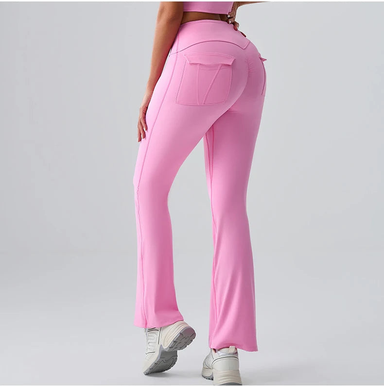 Flares Leggings Women Bell-bottoms Sports Yoga Leggings High Waist Tights Scrunch Butt Yoga Flares Pants Push Up Gym Leggings
