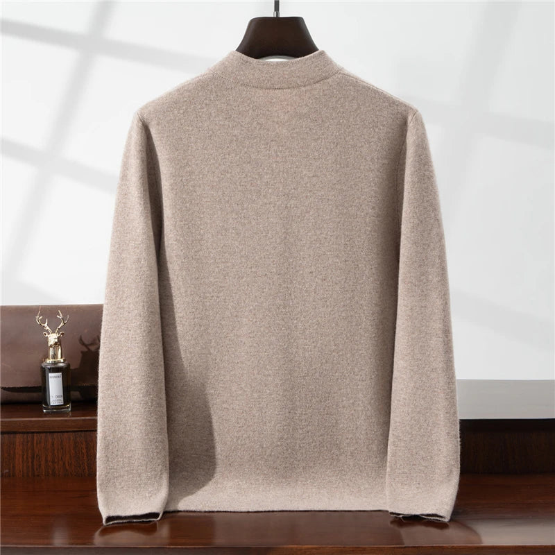 100%Pure Wool Chinese style buckle Cardigan Men Sweater Casual Comfort Knitted Long Sleeve Men's Wool Sweater Spring Autumn Coat