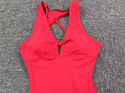 Seamless Yoga Jumpsuits Sports Fitness One-Piece Tight Sleeveless Beauty Back Workout Gym Running Training Bodysuits for Women