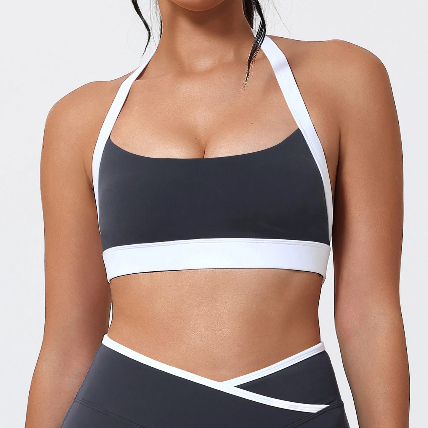 Ctenkevet Women's Color Clash Crop Top Quick-Dry Gym Bra Female Sleeveless Backless Sports Underwear for Outdoor Running CropTop