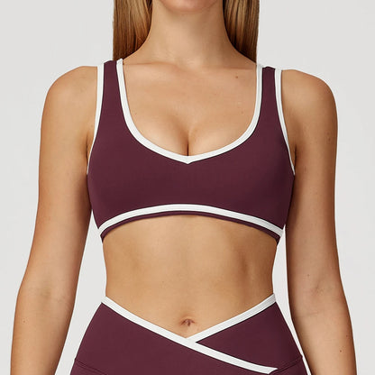 V-Neck Sports Bra Women Top Push Up Sport Underwear Yoga Vest Gym Crop Top Brassiere Fitness Top Workout Breathable Beauty Back