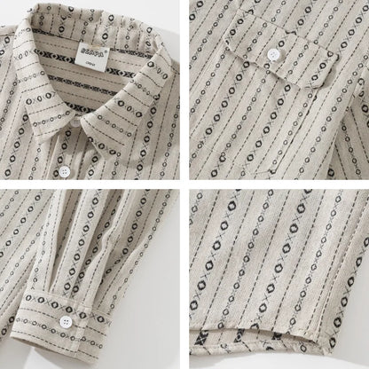 2026 New Japanese Retro Amekaji Ethnic Style Striped workwear shirt for men and women, loose artistic youth long sleeved shirt