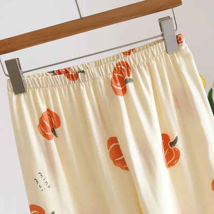Spring/Summer 2026 New Women's 100% Cotton Gauze Thin Long Sleeve Pants Two Piece Cardigan Homewear Set Sleepwear Pijama
