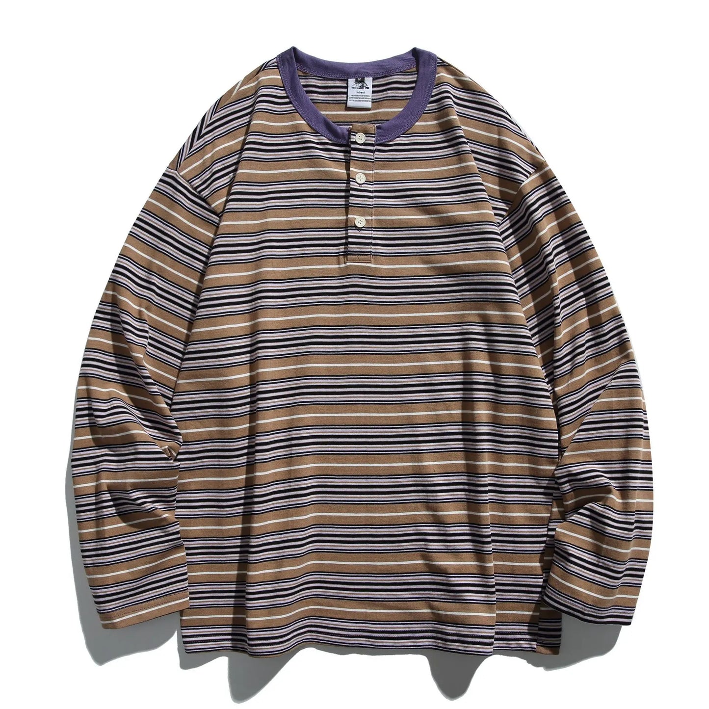 2026 New Japanese Retro Hoodie Trendy City Boys Loose Striped Long Sleeve T-shirt Men's and Women's Casual Sweater