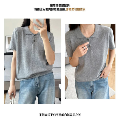 WinvyNee Summer Women's Clothing Cotton Polo T-shirt Short Sleeve Polo Collar Clothes Solid Casual Pullover Female Tops A1002029
