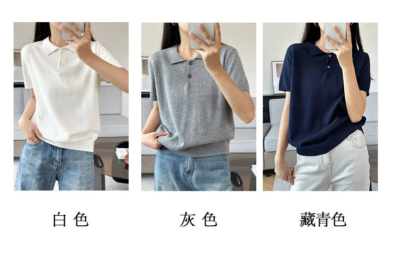 WinvyNee Summer Women's Clothing Cotton Polo T-shirt Short Sleeve Polo Collar Clothes Solid Casual Pullover Female Tops A1002029