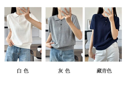 WinvyNee Summer Women's Clothing Cotton Polo T-shirt Short Sleeve Polo Collar Clothes Solid Casual Pullover Female Tops A1002029
