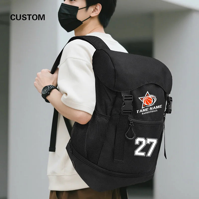 Large Capacity Basketball Backpack custom logo waterproof Training Bag Sports Basketball print photo Soccer Bags travel backpack