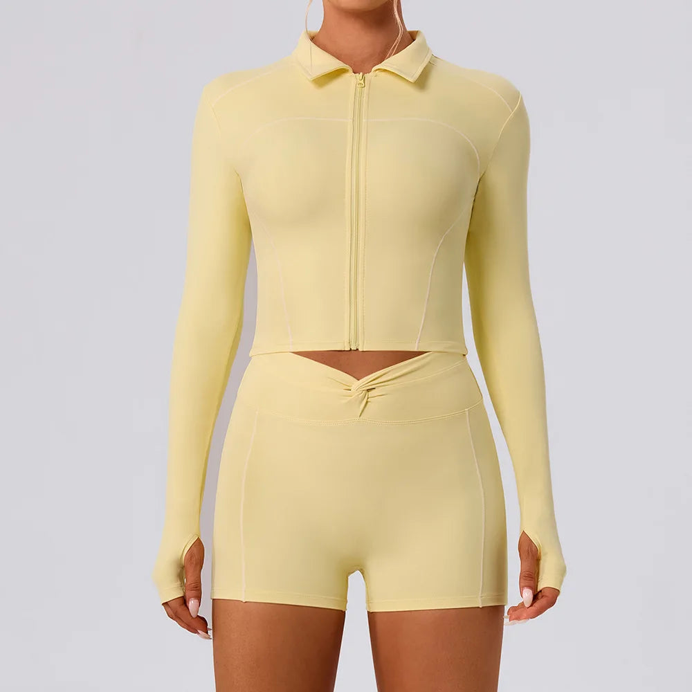Women's Fitness Yoga Shirts Sports Jackets Gym Yoga Long Sleeve Running Coats Female Workout Clothes For Cycling Activewear