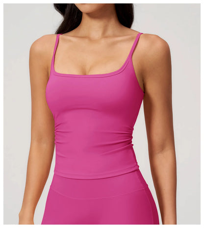 Hearuisavy Women Shockproof Sexy Yoga Tank Top Running Gym Vest Removable Breast Pads Fitness Quick Dry Sports Sleeveless Top
