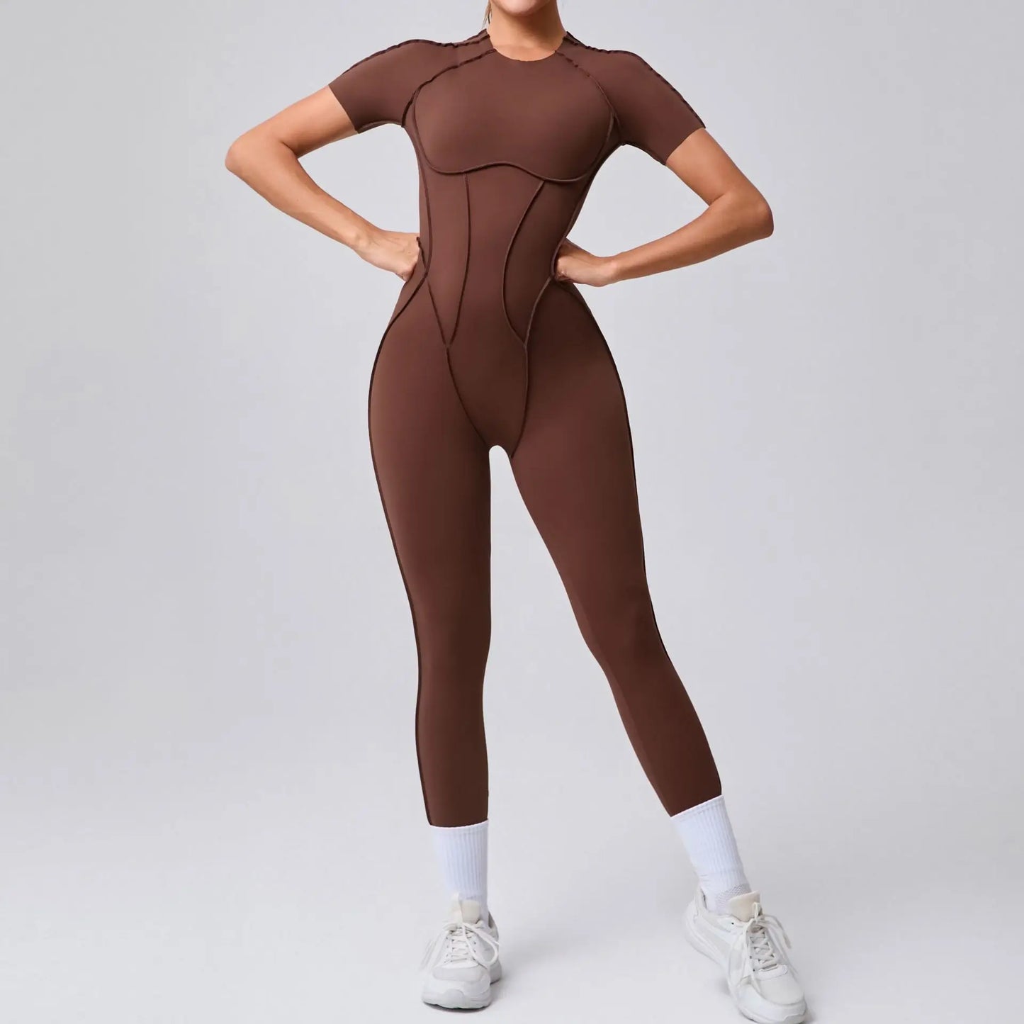 Seamless Yoga Jumpsuits Sports Fitness Splicing Hip-lifting One-Piece Hollow-out Beauty Back Gym Workout Bodysuits for Women