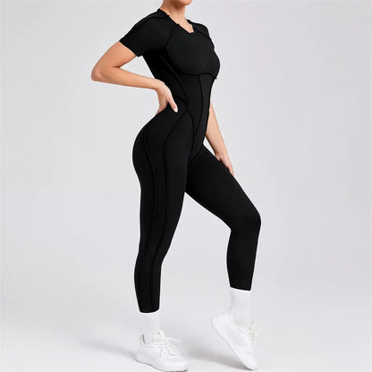 TRY TO BN Sport Jumpsuit Short Sleeves Backless Fitness Yoga Pant Workout Bodysuit One Piece Sportswear Tights Women Gym Clothes