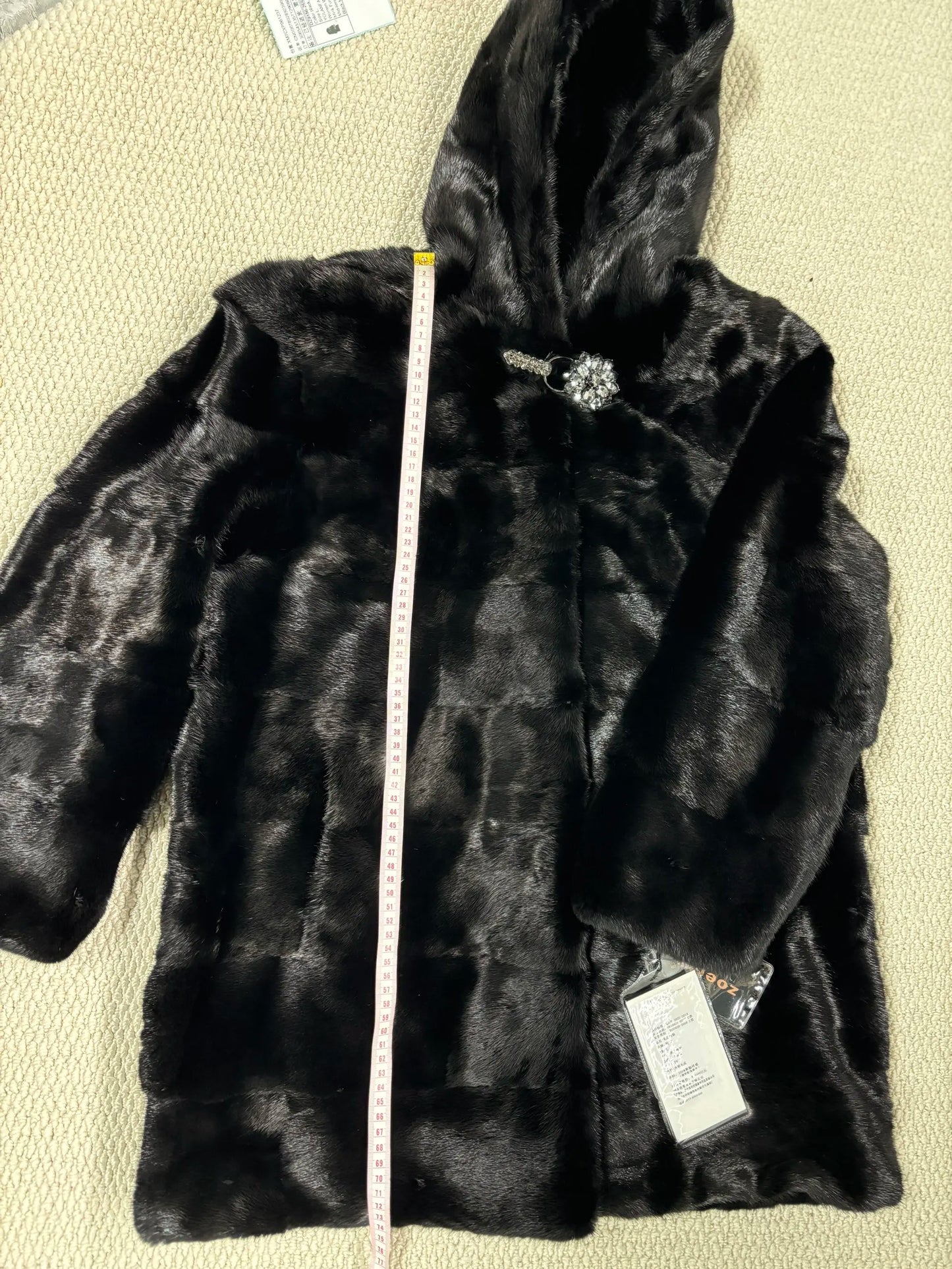 YOLANFAIRY Real Fur Coat Women Winter High Quality Mink Fur Jackets for Women Mid-length Natural Fur Coats Black Mink Jacket