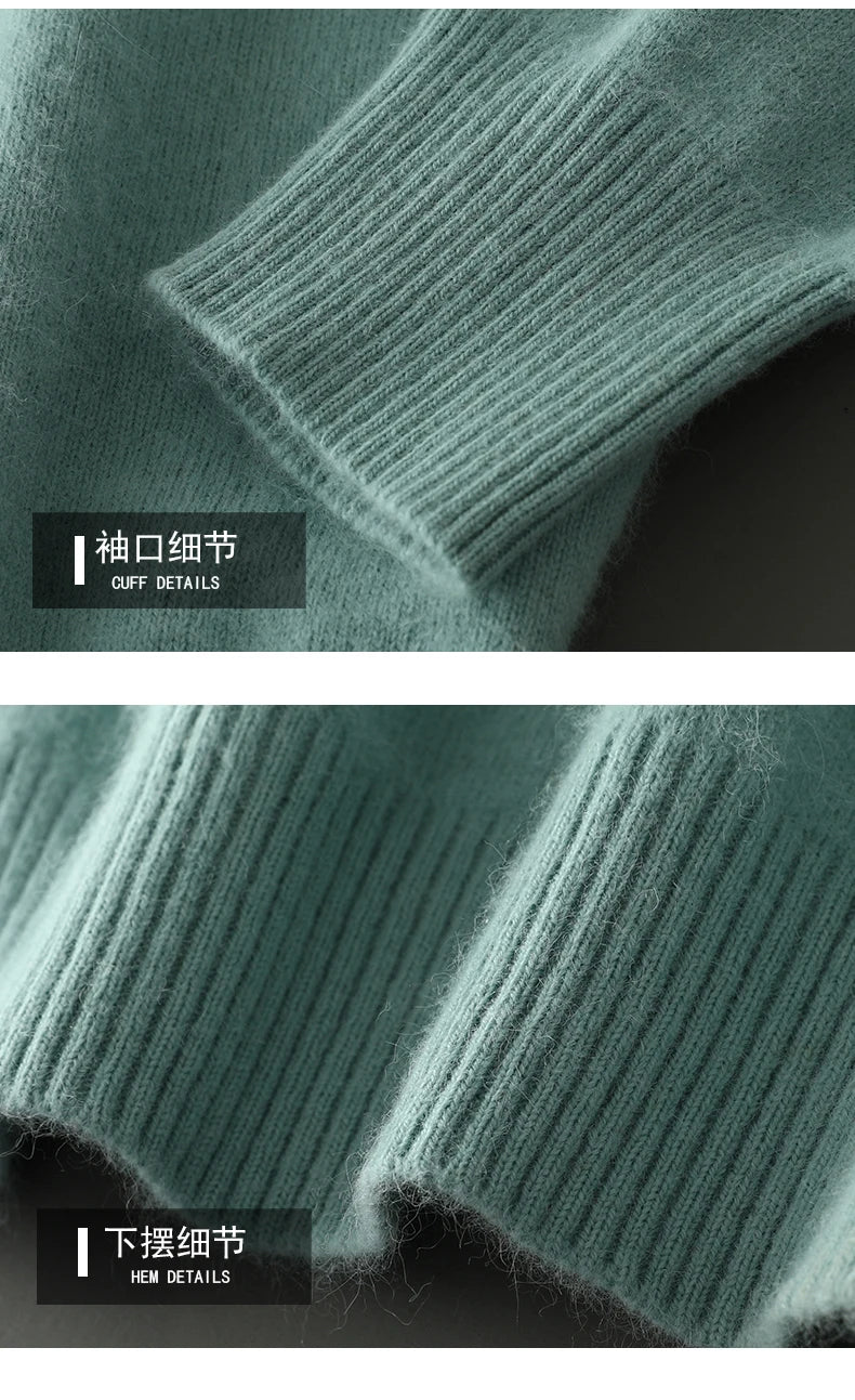 100% Pure Mink Cashmere Sweater Men's V-Neck Pullovers Knit Large Size Mink Sweater Winter New Long Sleeve High-End Jumpers Tops