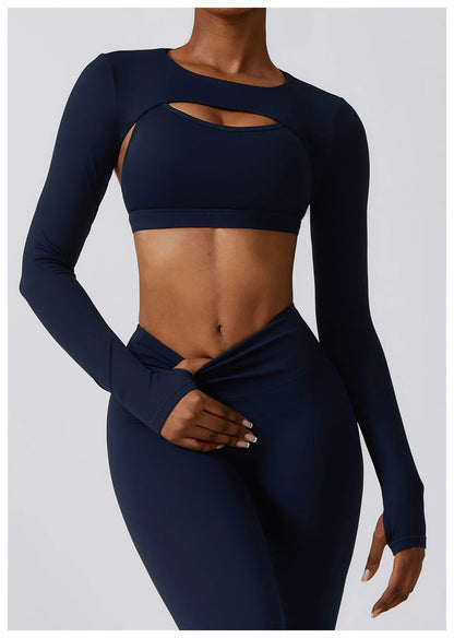 Customized LOGO women's autumn and winter tight yoga clothes quick-drying sports and thin fitness clothes three-piece set