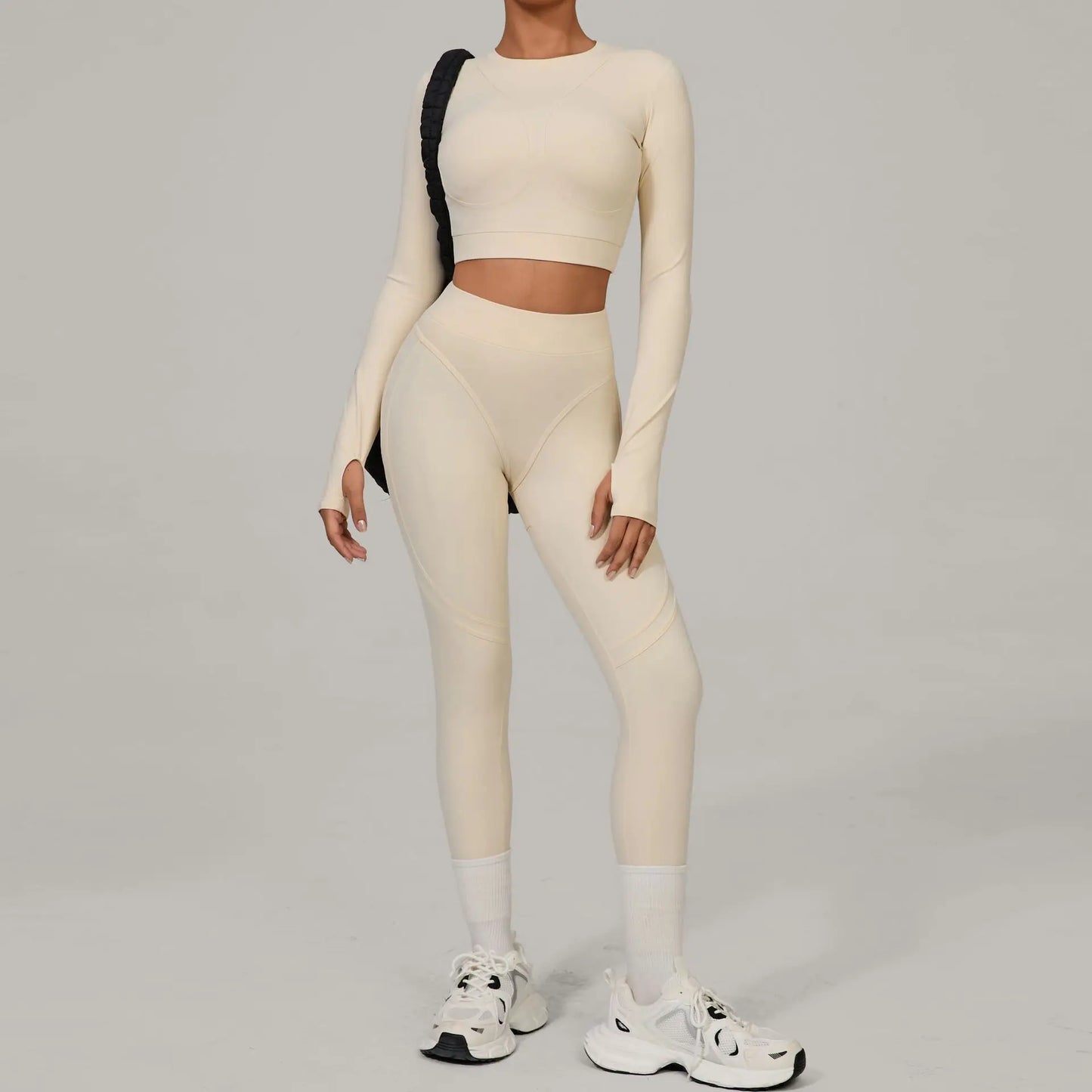 SWELTERING Yoga Suit Women Tracksuit 2PCS Sports Set Fitness Set Quick-Drying Gym Set Running Workout Long Sleeve Yoga Clothing