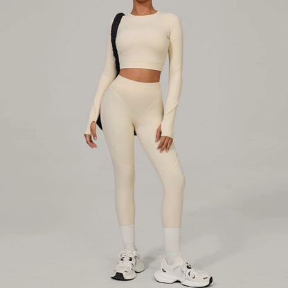 SWELTERING Yoga Suit Women Tracksuit 2PCS Sports Set Fitness Set Quick-Drying Gym Set Running Workout Long Sleeve Yoga Clothing