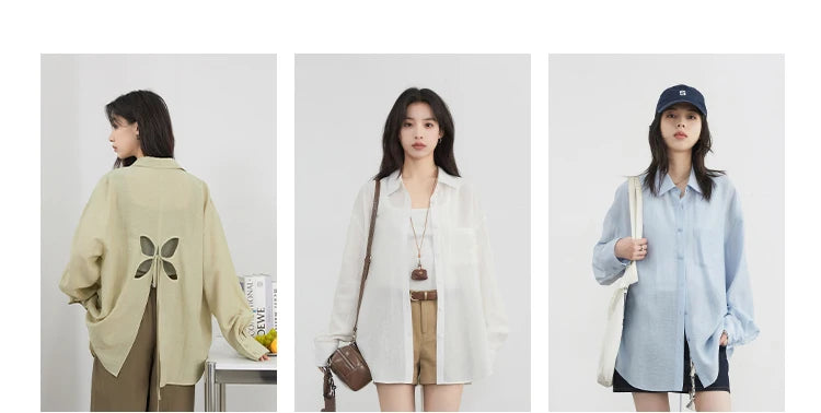 CHIC VEN Women Long Sleeve Shirts Solid Loose Casual New Style Design Back Hollow Out Shirt Female Blouse Spring Summer 2026