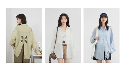 CHIC VEN Women Long Sleeve Shirts Solid Loose Casual New Style Design Back Hollow Out Shirt Female Blouse Spring Summer 2026