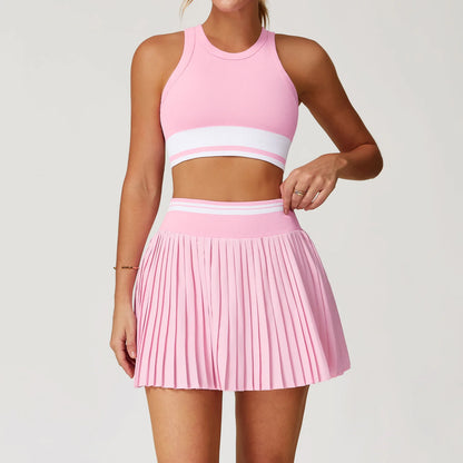 Fitness Yoga Set Women Tracksuit Gym Clothes Sports Bra 2 Piece Workout Sets Outfit Yoga Short Skirt Quick Drying Sportswear