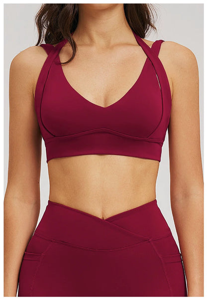 Solid Color Yoga Bra Women Sexy Gym Workout Crop Top Shockproof Sports Underwear Female Beautiful Back Sports Bra Fitness Top