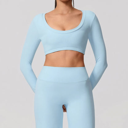 Women's Sports Long Shirt Female Backless Yoga Breathable Soft Shirt Autumn and Winter Training Top Woman Gym Sportswear