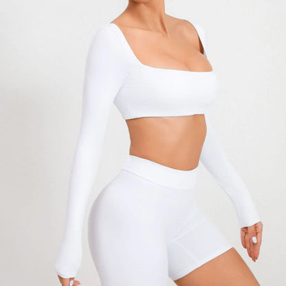 Women Yoga Shirts Crop Top Sexy Long Sleeves Shirts for Women Yoga Sports Fitness Sport Gym Clothes Running Push Up Workout Tops