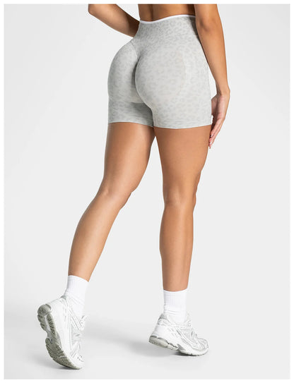 Leopard Print Yoga Shorts Women Seamless High Waist Workout Shorts Fitness Yoga Lift Butt Fitness Yoga Gym Running Short Pants