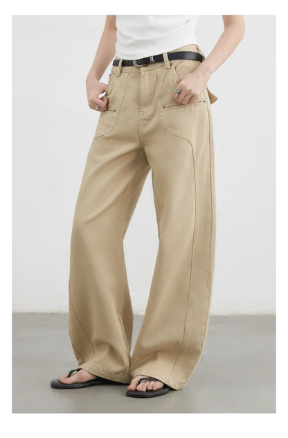 CHIC VEN Women Jeans Solid Loose Casual New Split Wide Leg Denim Pant Workwear Female Trousers Spring Autumn 2025