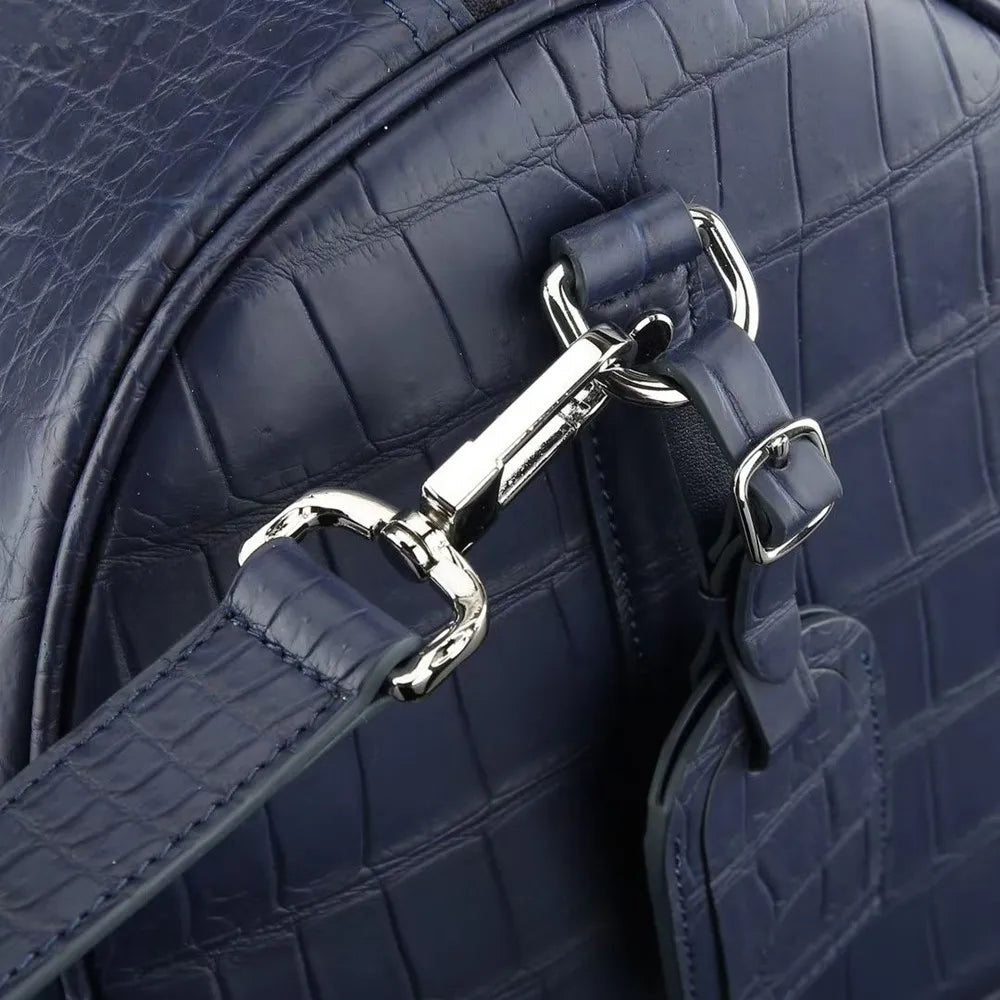 Authentic exotic crocodile belly leather men's large travel handbag real crocodile leather men's fashion luxury shoulder bag