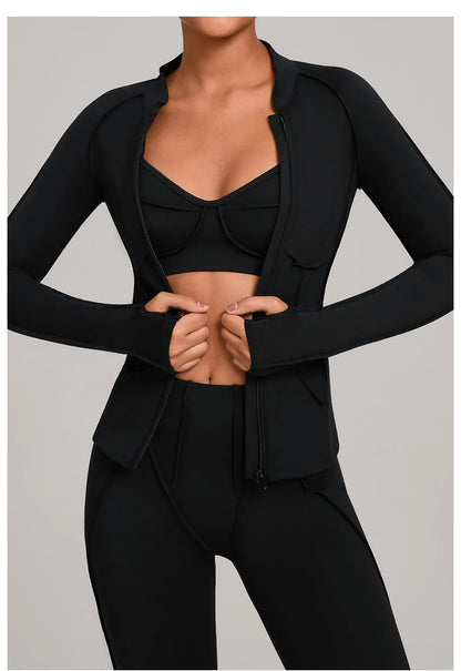 SWELTERING Women Yoga Shirts Sports Jacket Zip Fitness Long Sleeve Workout Cycling Shirts Gym Quick Dry Outdoor Top Sportswear