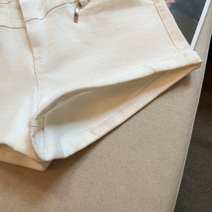 DEAT Fashion Casual Cargo Shorts Women's Khaki Lace Pocket Trim High Waist Daily Streetwear Hot Pants Summer New 7A3928