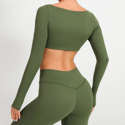 Women Yoga Shirts Crop Top Sexy Long Sleeves Shirts for Women Yoga Sports Fitness Sport Gym Clothes Running Push Up Workout Tops