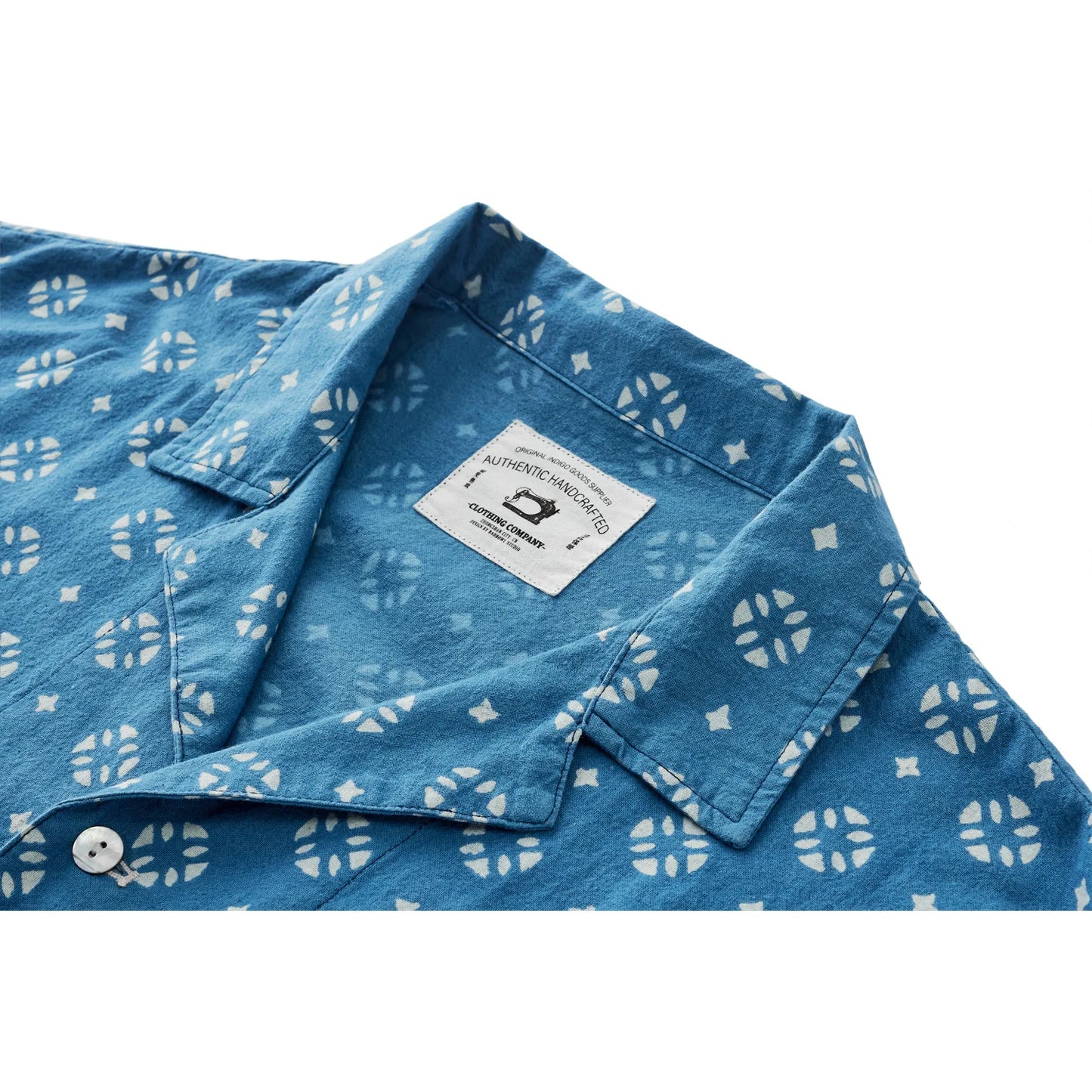 Vintage Indigo Print Shirt Men Summer New Blue Dyed Cuban Lapel Short Sleeve Single Breasted Shirt Cotton Casual Cardigan Tops
