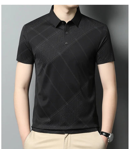 YOLANFAIRY Mulberry Silk T Shirt Men Polo Shirt Mens Shirts Short Sleeves Polos Hombre Manga Corta Summer Mens Clothing 2024